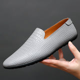 men shoes slip on England Breathable Men's genuine Leather Loafers Comfortable Shoes For Men Lightweight Slip-on Men