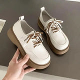 Woman Flats Clogs Platform Casual Female Sneakers Oxfords Modis All-Match British Style Dress Creepers New Leather Cross