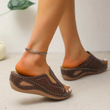Women Wedge Sandals 2023 Summer Roman Style Open Toe Women's Sandals Vintage Non Slip Leather Casual Beach Shoes Zapatos