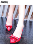 Ladies Low Heel Shoes Spring Leather Pointed Toe Shoes Woman Slip on Dress Shoes Zapatos Mujer Ladies Boat Shoes