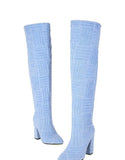 Quality Brand Design Women's Boots Green 2023 New Women Over the Knee Boots Sexy Pointed Toe Square Toe Ladies Thigh