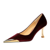 Breakj Fashion Sexy Nightclub Show Thin Wine Glasses With High Heel West Shi Velvet Shallow Metal Pointed Women's Singles