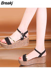 Heel Sandals Women Summer Shoes Wedges Bohemian Woman Sandals Ankle Strap Platform Diamond Beach Sandles Female