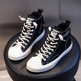 Leather Platform Sneakers For Women Spring Casual Little White Shoes Ladies High Gang Vulcanized Shoes
