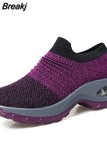 Women Casual Shoes Fashion Cushioned Wedge Sneakers Walking Sports Shoes Mesh Platform Female Running Shoes Zapatillas De