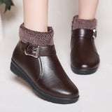 Women Winter Casual Platform Block High Heels Ankle Boots Female Suede Fleece Zipper Buckle Warm Snow Boots