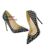 Star High Heels 12CM Pointed Thin Heel Single Shoes Shallow Mouth Rivet Women Pumps 2023 New Unique Design