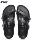 2023 New Summer Unisex Beach Cork Slippers Casual Women Men Nubuck Leather Solid Color Non-slip Flip Flops