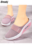 Women Walking Shoes Air Cushion Slip-On Orthopedic Diabetic Ladies Platform Mules Mesh Lightweight Slipper Wedge Female