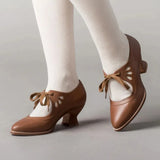 Women's Wedding Shoes Lace up Mary Jane Shoes High Heels Retro Pumps Vintage Dress Shoes Embossing Zapatos Mujer summer autum