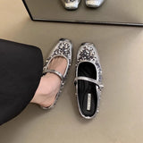 Silver Sequin Half Slipper Women's Shoes Over The 2024 Spring/summer Style French Half Shoe Slippers Women