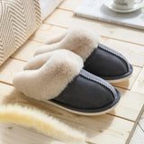 Winter Warm Home Fur Slippers Women Luxury Faux Suede Plush Couple Cotton Shoes Indoor Bedroom Flat Heels Fluffy