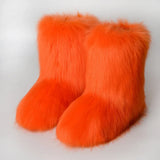 and The United States In The Tube 2023 New Casual Women's Shoes Fox Fur Boots Plus Velvet Anti-ski Boots Botas Para