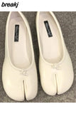 Women Flats Tabi Ninja Moccasins Round Split Toe Shallow Lazy Slip On Slingback Mules Leather Shoes Soft Loafers Slip
