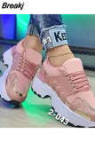 New Thick Soled Women's Sports Shoes Fashion Casual Comfortable Lace-up Thick Soled Shoes Female Increase Vulcanized