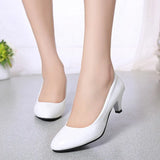 New Black Round High Heels With Shallow Single Shoes Women's Professional Plus Size Work