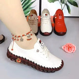New Autumn Casual Women Shoes Platform Loafers 2023 Lace Up Leather Flats Slip-On Mom Shoe Mujer Zapatos Chaussure