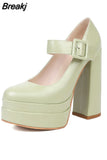 Dropship 2023 Spring Summer Platform Woman Mary Janes Shoes Pumps Elegant Office Lady Woman Shoes Pumps Big Size