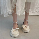 Women Thick Platform Mary Janes Lolita Shoes Party Pumps Summer 2023 New Sandals Bow Chain Mujer Shoes Fashion Oxford