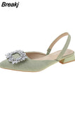 Women Pumps Luxury Crystal Slingback High Heels Summer Bride Shoes Comfortable Triangle Heeled Party Wedding