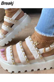 Women Sandals 2023 Fashion Platform Gladiator Sandals Open Toe Buckle Strappy Height increase Sandals Summer Women