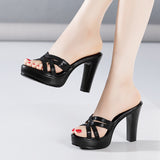 Sandals, Thick-Soled Slippers, Women's Thick-Soled Waterproof Platform, Fashionable, Large Size 4143 Frosted High-Heeled