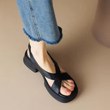 Breakj 2024 New Black Giant Soft Giant Comfortable Muffin Thick Base Simple Fashion Increase Roman Sandals