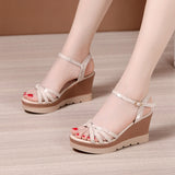 Heel High Heel Sandals Women's 2023 Summer New Style Muffin Thick Bottom Waterproof Table Size 41-43 Hundred Open Toe