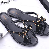 Women Flip Flops Slippers Slide Sandals Beach Soft Sole Flat Sandals Women Shoes Outdoor Slippers Bow Elegant Women