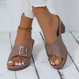 Women Slippers Summer New Fashion Soft Platform Shoes Ladies Chunky Heels Buckle Designer Slip-on Party Slippers