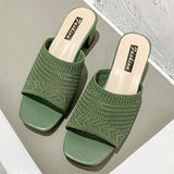 Slippers 2022 summer Fashion Fly Weave Outdoor Sandals Women Closed Toe Comfort Slippers Women Medium Heel