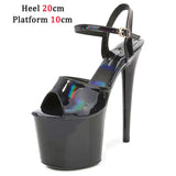 Dance Shoes Women Sexy Show Sandals 15 17 20CM High Heels Bright Color Platform Sandals Girls Shoe for Party Club