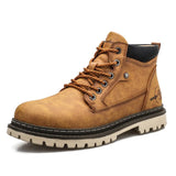 Men's Leather Boots Classic Men Warm Fur Snow Boots Outdoor Brand Punk Men Motorcycle Boots Lace Up Men's Tooling