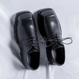 Breakj 2023 New Youth With Square Head British Wind Thick Bottom Niche Casual Daily Leather Shoes