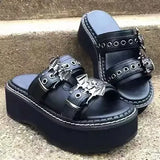 Breakj Women's Shoes 2025 Summer New Fish-Mouthed Bat Thick-Soled Cool Slippers Women's Dark Punk Hot
