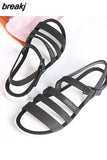 Summer Women Fashion Jelly Sandals Low Heel Peep Toe Shallow Slides Casual Beach Outdoor Female Ladies Slipper