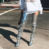 Women's Over-the-knee Boots Nightclub Stilettos Pointed Toe High Heels Demonia Boots Zipper-Sid Women High Knee