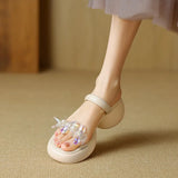 Breakj Zi Yan- -Foreign Style High With Thick With Thick Bottom Cool Slippers Female Platform Bottom Water Diamond Flower Fairy Shoes Outdoor Half