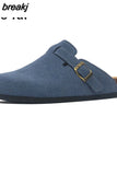 2023 New Buckle Cork Slipper Casual Women Solid Color Beach Outside Non-slip Closed Toe