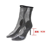 Women's Sandals 2024 High Heel Women Boots Summer Sunscreen Breathable Pointed Toe Super High Heels Women's Fashion Mesh