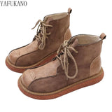 Retro Suede Thick-Soled Big Head Doll Shoes Autumn Winter Handmade Casual Short Boots Women Boots Harajuku Ankle