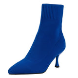 New Fashion Women's Ankle Boots Pointed High Heels Thin High Heels Soft Shoes Overboots Purple Black Red Comfortable