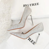 Breakj Retro High Heel Shallow Pointed Thin Heel Super High Heel Sexy Nightclub Women's Shoes High Heels Single