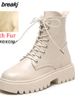 Ankle Boots Flat Heel Shoes Women Lace Up Winter Autumn Shoes Daily Short Boots Woman Footwear Size 35-40