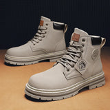 Top Boots Men Leather Shoes Fashion Motorcycle Ankle Military Boots For Men Winter Boots Man Shoes Lace-Up Botas