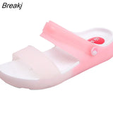 Woman Summer 2023 New Multicolor Transparent Fashion Slippers Female Rome Peep Toe Beach Soft Casual Jelly Sandals
