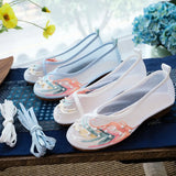 Breakj Shoes Antique Shoes Embroidered Mesh Yarn Single Shoes Round Head Hollow Flat Embroidered Shoes
