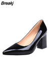 Size 35-43 Woman Pumps Low Square Heels Boat Shoes Pointed Toe Dress Shoes Ladies Pointed Toe White Wedding Escarpins
