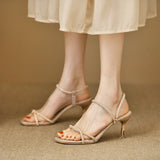 Breakj Fine-Heeled Sandals Women 2025 Summer New Fashion Water Drill Buckle With Women's Roman