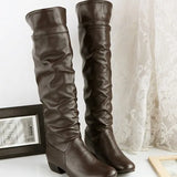 Popular Style Leisure Low-Heeled High-Heeled Boots Round Head Thick-Heeled Knight Boots Large Size Winter Women's